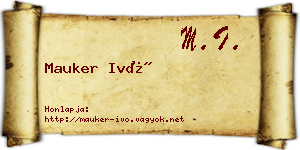 Mauker Ivó névjegykártya